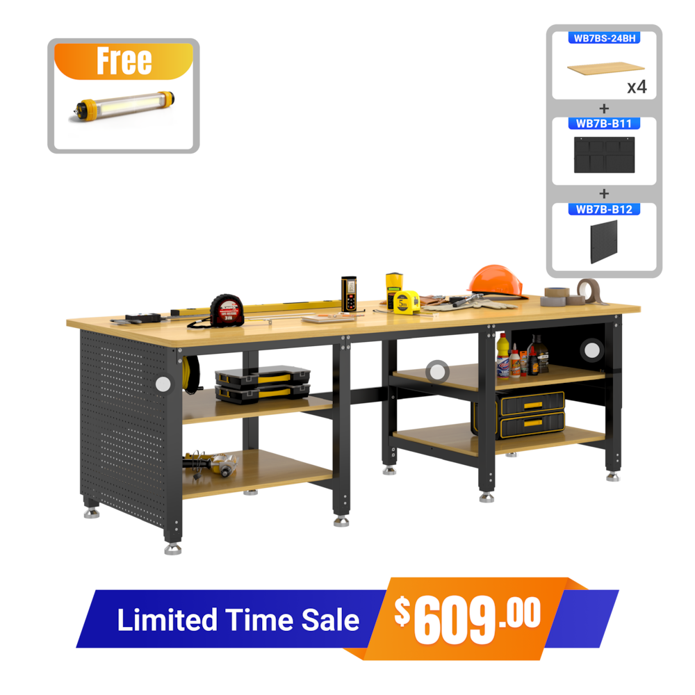 Heavy-Duty Industrial Packing Workstation – 90" × 36"_4Dock